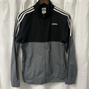 Adidas Track Jacket Youth XL (18/20) Black Full Zip Embroidered Logo Athleisure